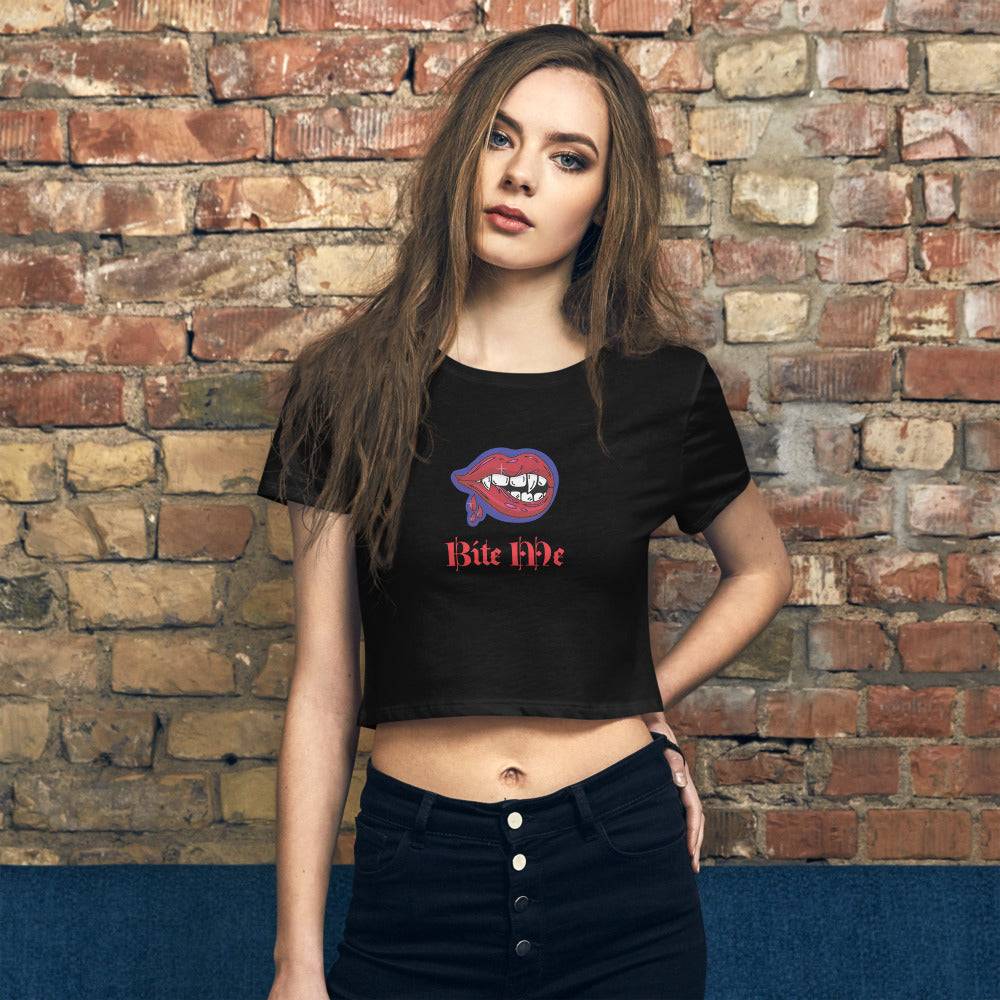 Bite Me Cropped Vampire Tee Harvest Moon Gemz