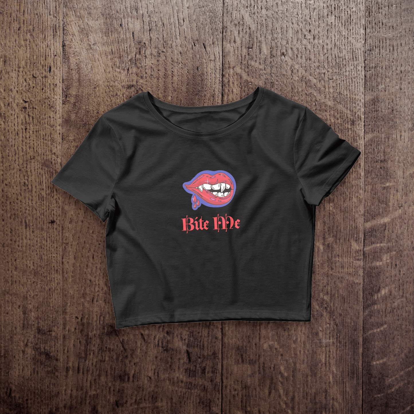 Bite Me Cropped Vampire Tee Harvest Moon Gemz