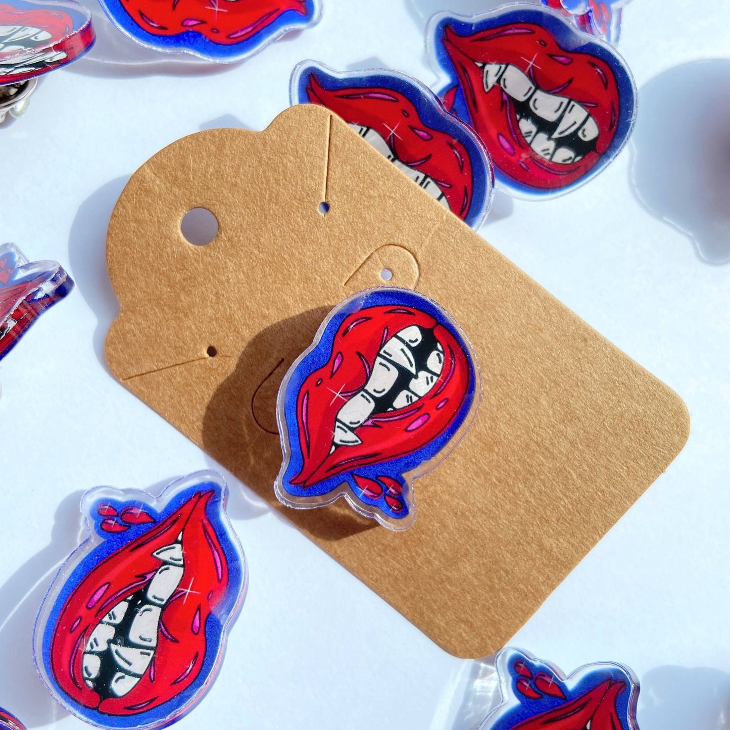 Bite Me Acrylic Vampire Pin Harvest Moon Gemz