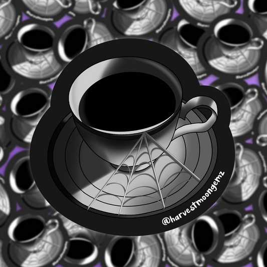 Morticia's Tea Cup Sticker Harvest Moon Gemz