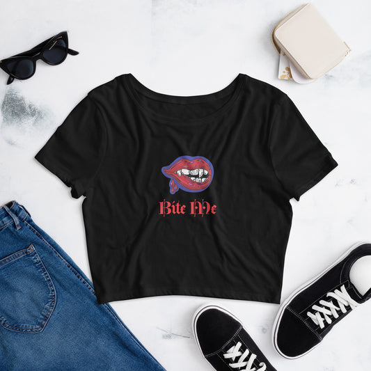 Bite Me Cropped Vampire Tee Harvest Moon Gemz