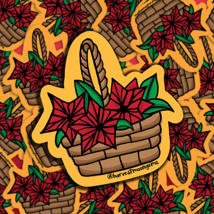 Poinsettia Basket Sticker Harvest Moon Gemz