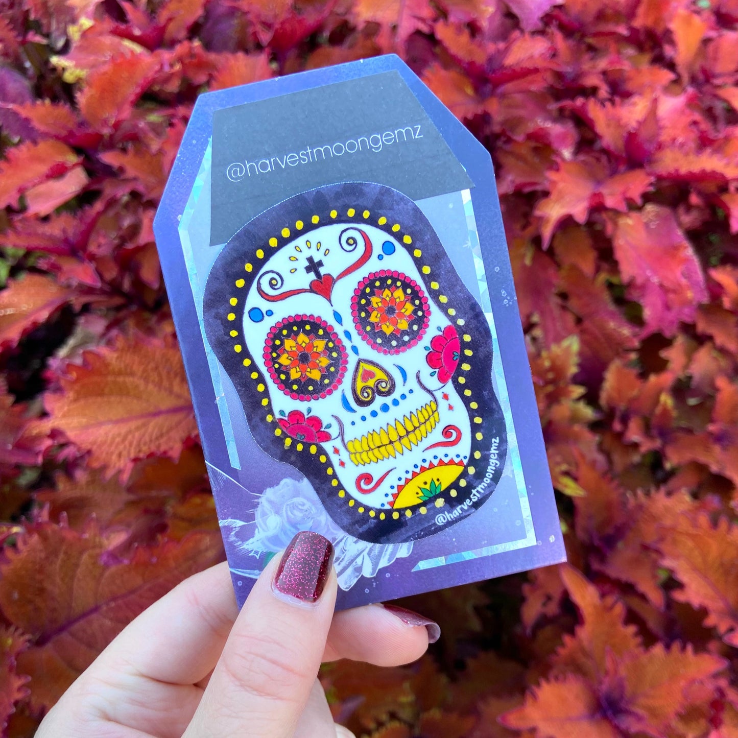 Traditional Sugar Skull Sticker Harvest Moon Gemz